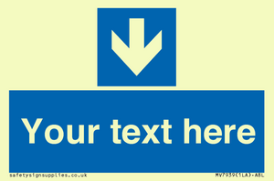 Custom Mandatory directional sign, blue arrow down